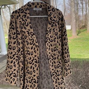 Kasper Leopard Print Tan and Black Jacket